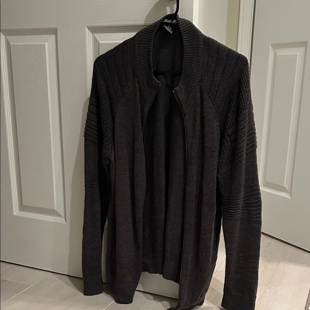 Charcoal Ribbed Knit Sweater